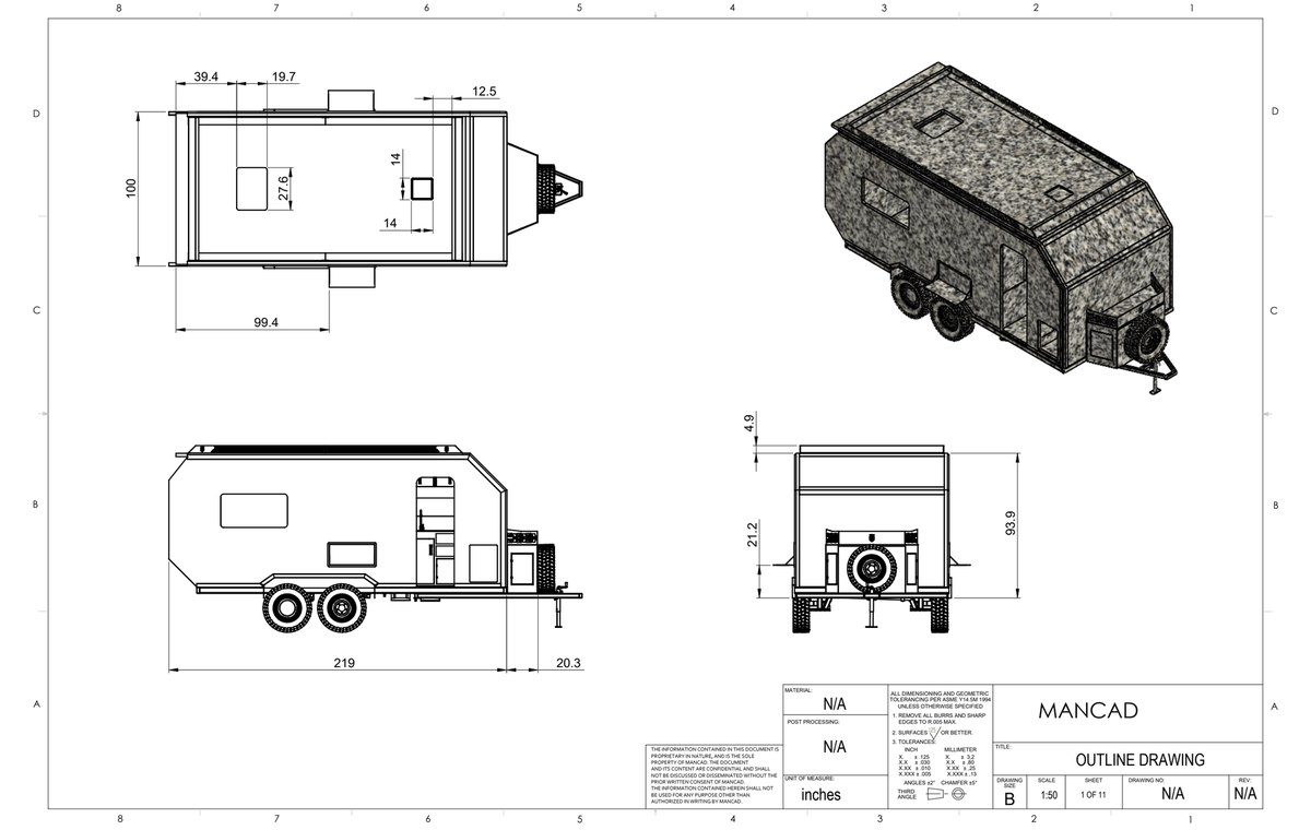 Panel outline manufacturing drawing
